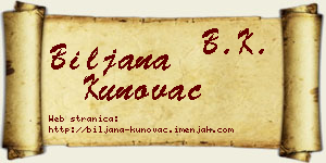 Biljana Kunovac vizit kartica